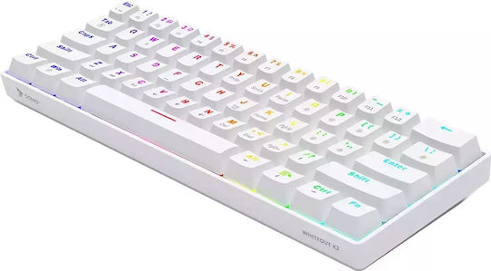 Savio Whiteout X2 Gaming Μηχανικό Πληκτρολόγιο 60% με Outemu Peach Silent διακόπτες και RGB φωτισμό (Αγγλικό US) Λευκό
