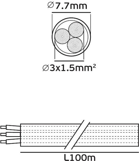 VK Lighting Power Cord With Cable Properties 3x1.5mm² In Black Colour 1m Flexible
