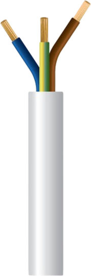 Eurolamp Καλώδιο Ρεύματος με Διατομή 3x2.5mm² σε Λευκό Χρώμα 1m Εύκαμπτο