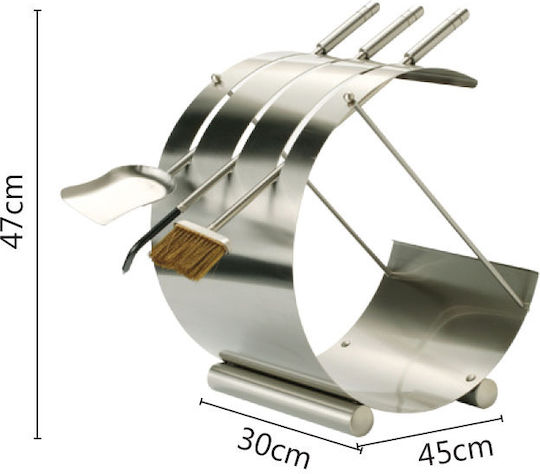 Zogometal Σετ Εργαλείων Τζακιού με Κρεμανταλά Inox Ασημί