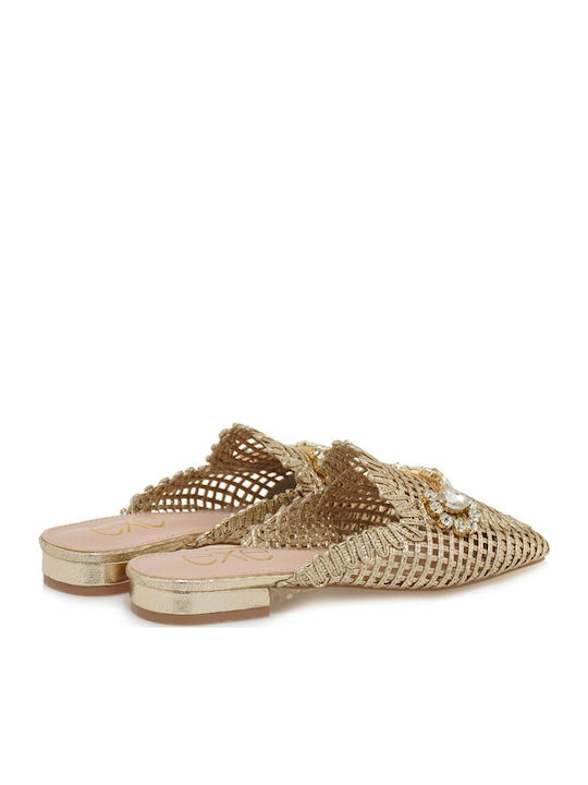 Flat Mules in Beige Color