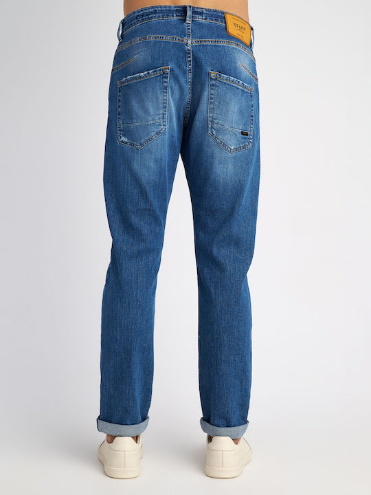 Simon Men's Jeans Pants Elastic with Slim Fit Blue