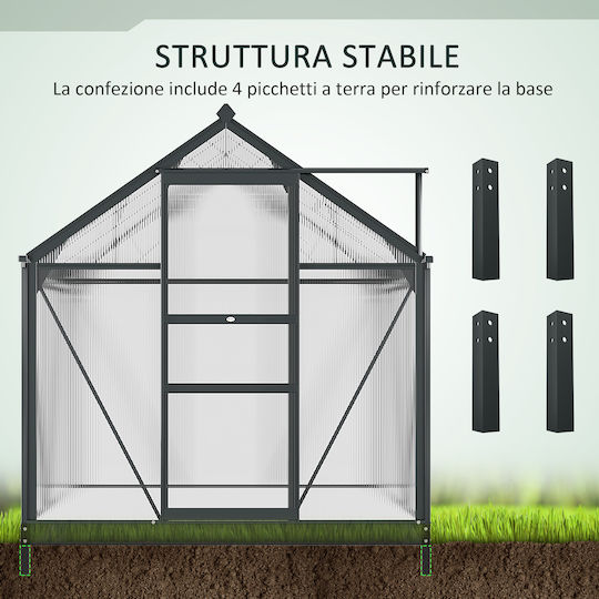 Outsunny 845-058GY Greenhouse House Type with Aluminum Frame 1.9x1.9x2m