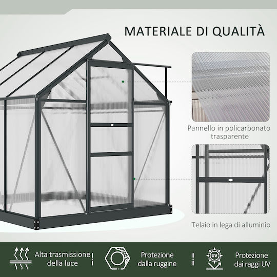 Outsunny 845-058GY Greenhouse House Type with Aluminum Frame 1.9x1.9x2m