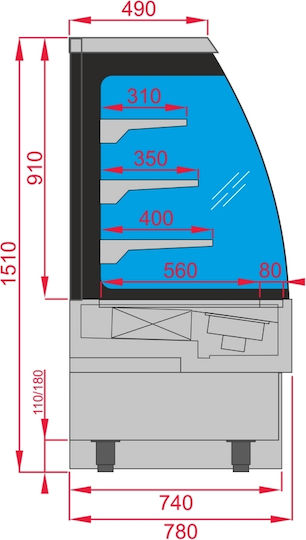 Tecnodom EVOSELF90 Ψυγείο Βιτρίνας Self-Service 90x120x151εκ.