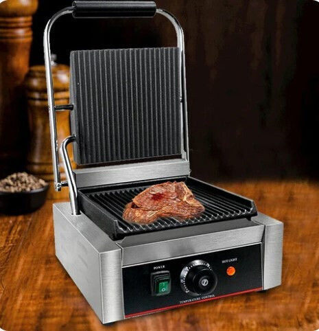 Equip Fine Pe22r Commercial Sandwich Maker with Ribbed Top and Ribbed Bottom 1800W