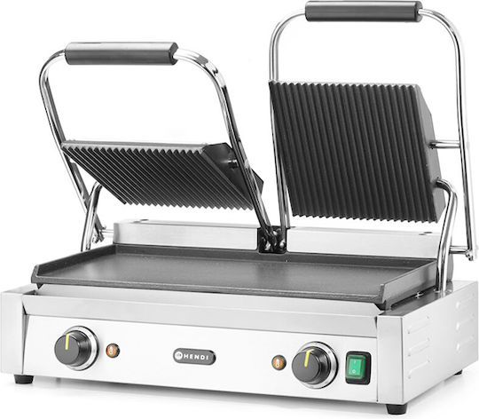 Hendi Profesional Sandwich Maker cu Suprafețe Netede Din Fontă cu Suprafețe Ondulate Din Fontă 3600W