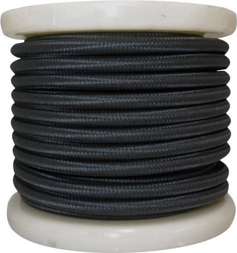 Elvhx Textile Fabric Cable 2x0.75mm² 10m in Black Color EL330022