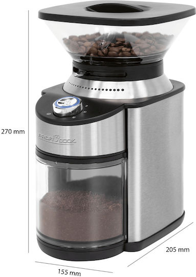 Profi Cook Coffee Grinder On Demand 200W with Bean Hopper Capacity 230gr