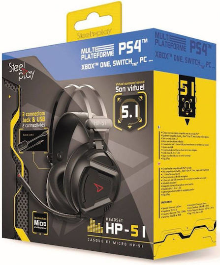 Steelplay HP-51 Over Ear Gaming Headset με σύνδεση 3.5mm / USB