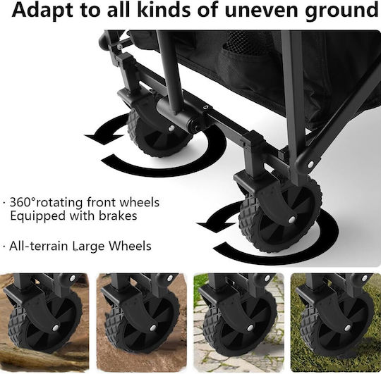 Foldable Garden Cart Metallic Four-wheel 72lt 76x45x90cm.