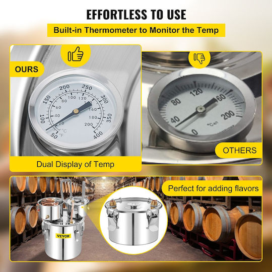 Alcohol Distillation Still Stainless Steel Copper 50 L Capacity