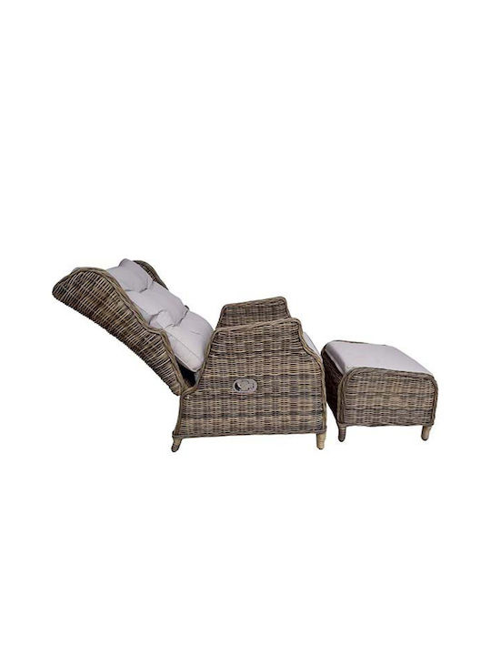 Ξαπλώστρα Rattan Καφέ 2τμχ 75x87x103εκ.