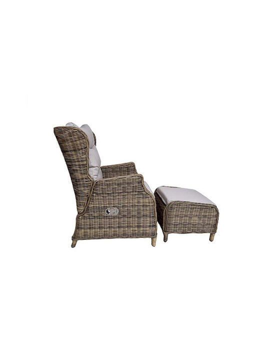 Ξαπλώστρα Rattan Καφέ 2τμχ 75x87x103εκ.