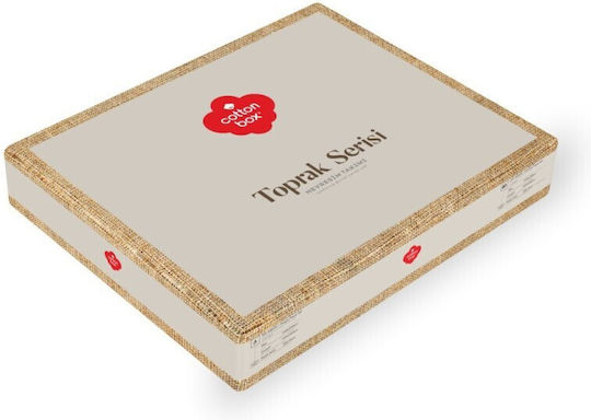 Cottonbox Σετ Παπλωματοθήκη Βαμβακερή 200x220cm Διπλή με 2 Μαξιλαροθήκες & 1 Σεντόνι Brown