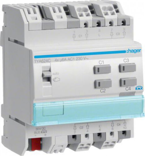 Hager Ενεργοποιητής KNX 4 Ρολών 230V TXA624C