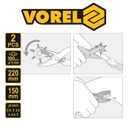 Vorel Belt Tools 1 Piece for Hole Opening from 2.5 to 5mm with 1 Eyelet