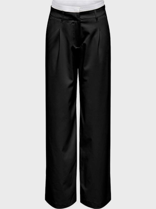 Wide Dama Tesatura Pantaloni cu Croială Largă Black