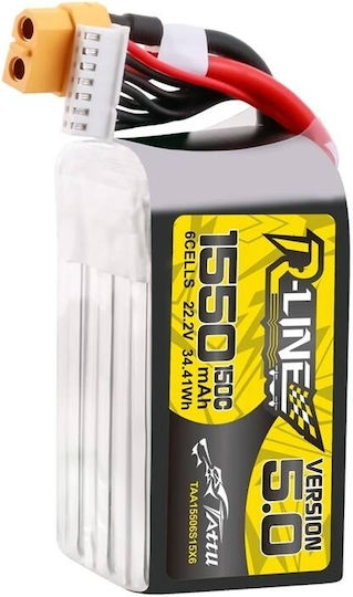 Tattu R-Line V5 Батерия Li-Po 22.2V 1550mAh 150C 6S XT60 за Дрон