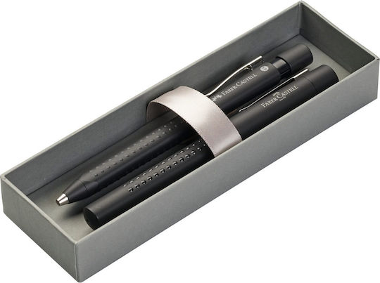 Faber-Castell Grip 2011 Set Stilou Ballpoint cu Peniță Negru într-un set de stilouri