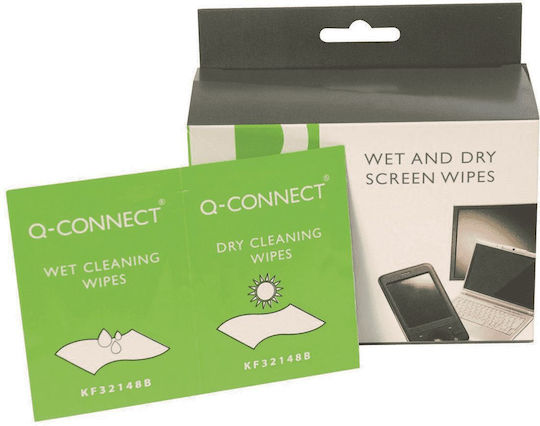 Q-connect Wet Dry Wipes for Cleaning TFT LCD Screens 40 Pieces