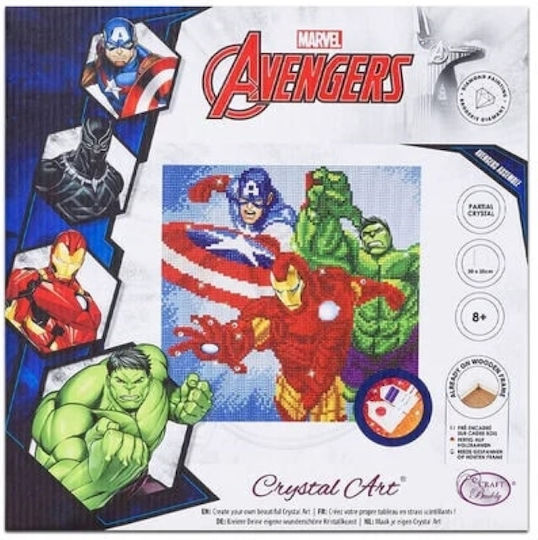 Комплект за кристално изкуство на платно Craft Buddy Kids Crafts Superheroes Marvel 30x30см Cbcak-mcu940m