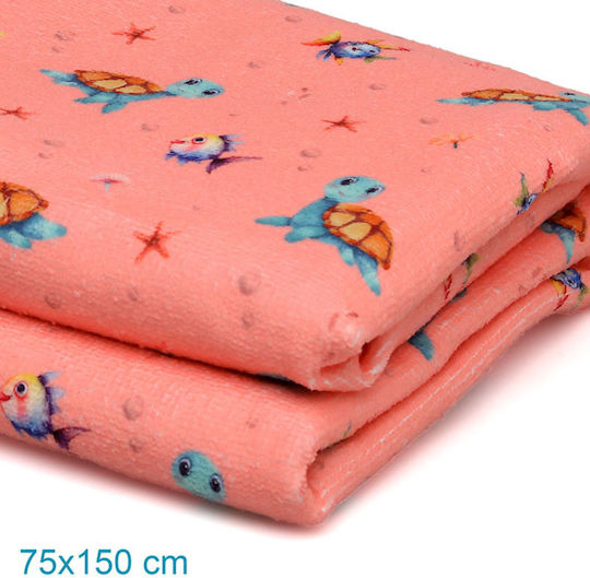Kiokids Tortuga Παιδική Πετσέτα Θαλάσσης Ροζ 150x75εκ.