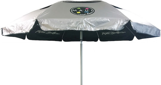 Maui & Sons Folding Aluminum Beach Umbrella Diameter 1.9m with UV Protection and Air Duct Gray/Blue