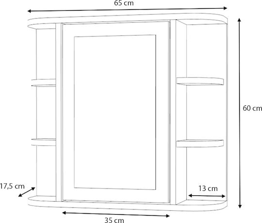 Bathroom Mirror Diro Megapap White 65x17.5x60cm Package 1 Piece