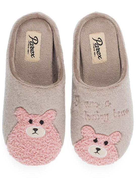 Women's Slippers with Animals Brown