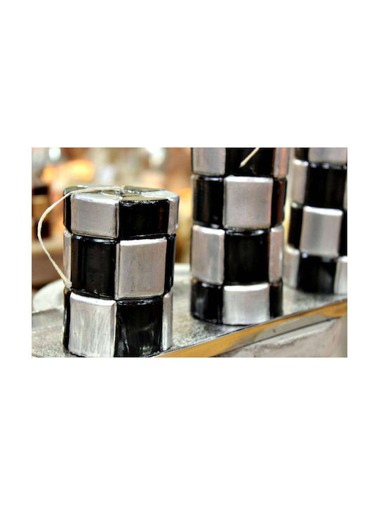 Kerze Silber Schwarz Quadratisch 7,5*7,5*15