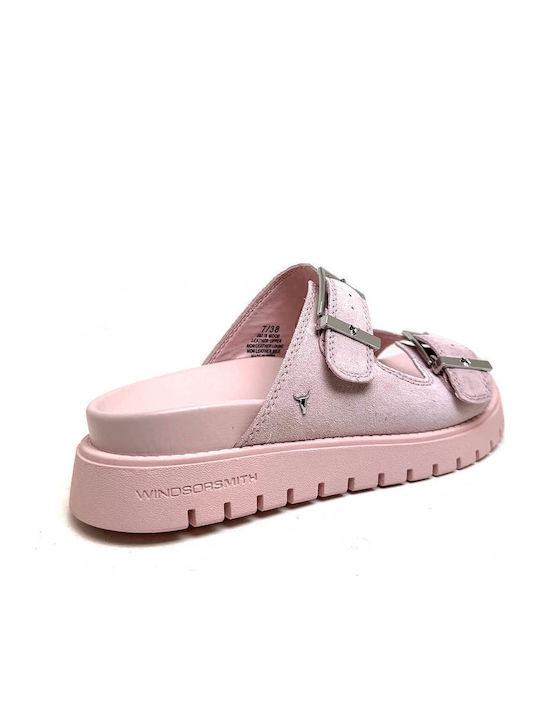 Mood Leder Damen Flache Sandalen Rosa
