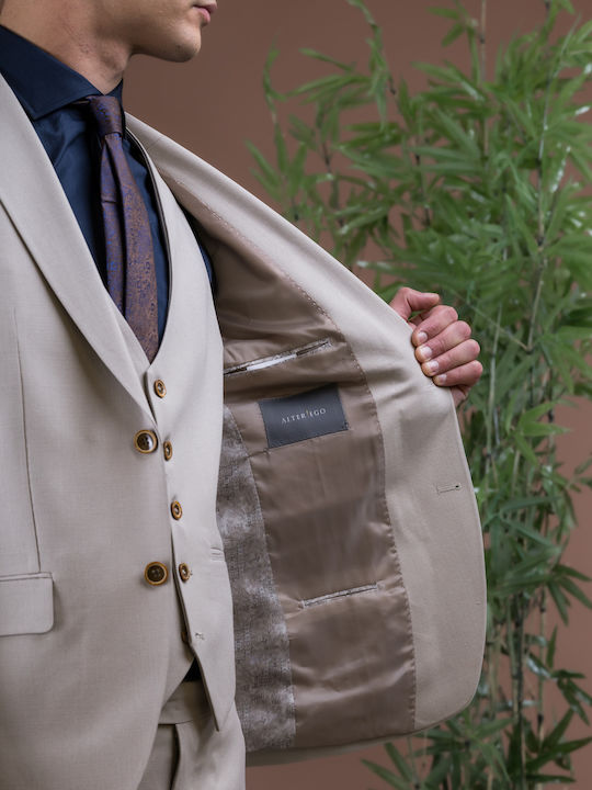Herrenanzug mit Weste Beige