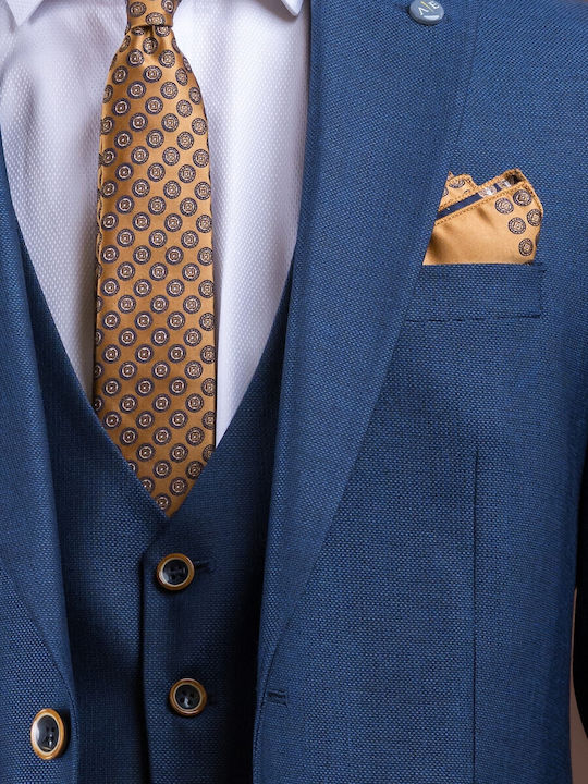 Costum Bărbați Cu vestă cu Croială Strâmtă BLUE