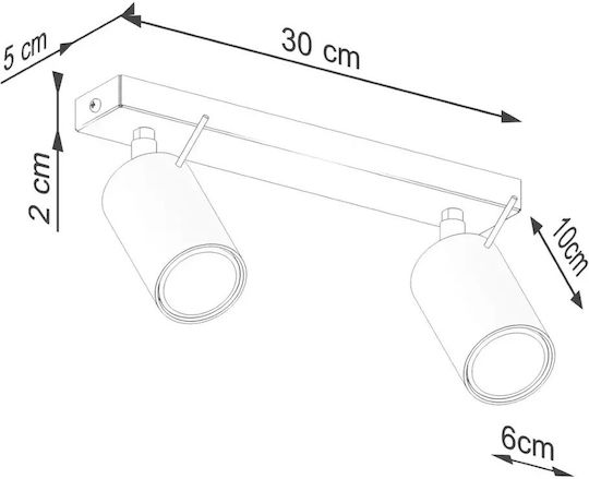 Sollux Doppel Spot mit Fassung GU10 in Rot Farbe Sollux Doppel Spot mit Fassung GU10 in Rot Farbe