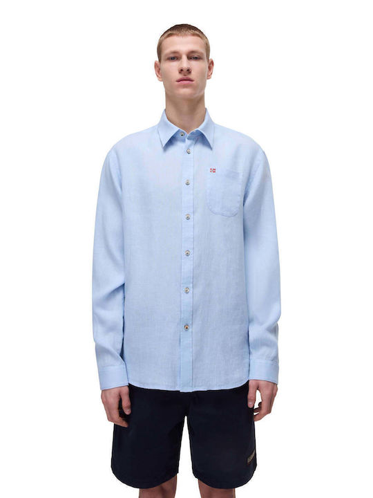Glinen Long-sleeved Linen Shirt Sky Blue