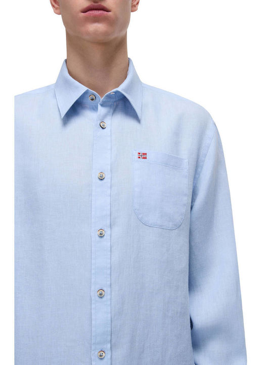 Glinen Long-sleeved Linen Shirt Sky Blue