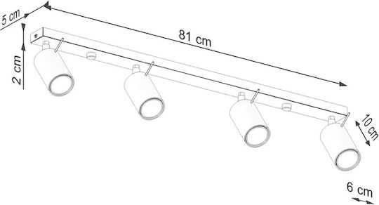 Sollux Spot mit 4 Lichtern und mit Fassung GU10 in Rot Farbe Sollux Spot mit 4 Lichtern und mit Fassung GU10 in Rot Farbe