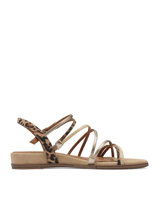 Women's Flat Sandals in Gold Color