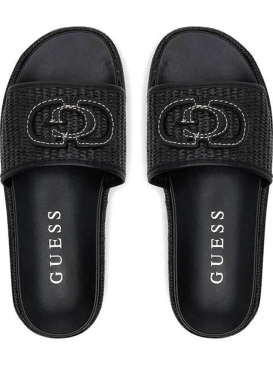 Lonney Leather Women's Flat Sandals Flatforms in Black Color