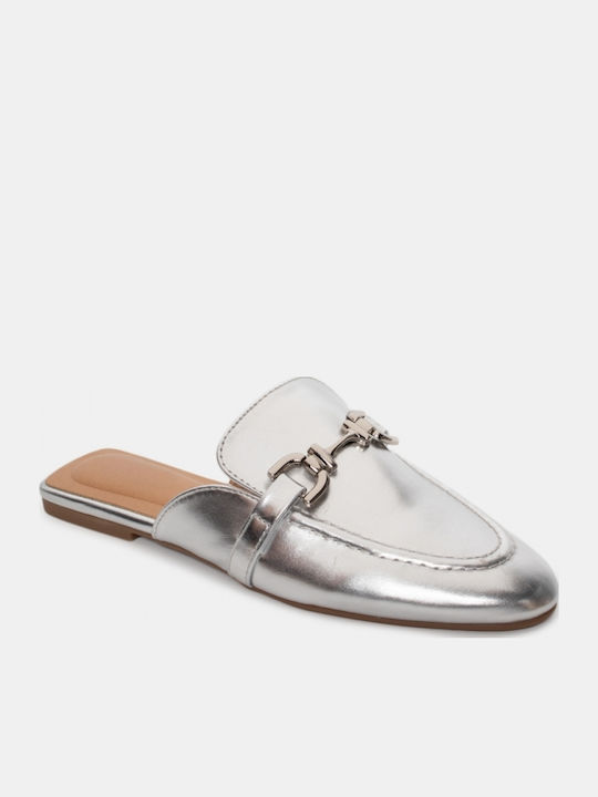 Mules mit Absatz in Silber Farbe