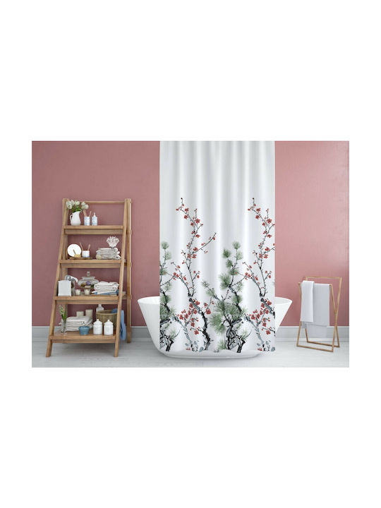 Tropik Home Κουρτίνα Μπάνιου Υφασμάτινη 180x200cm Pine