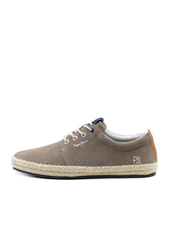 Tourist Leather Men's Espadrilles in Beige Color
