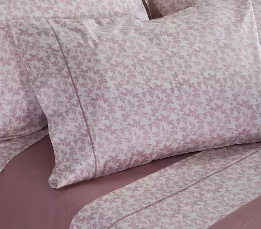 Nef-Nef Homeware Σετ Παπλωματοθήκη Βαμβακερή Υπέρδιπλη με 2 Μαξιλαροθήκες 240x230cm Elements Ροζ
