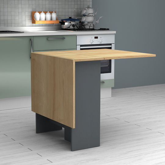 Pepe Masă Sala de mese Pliabil din Lemn Masiv Anthracite - Natural Beech 130x77x75buc