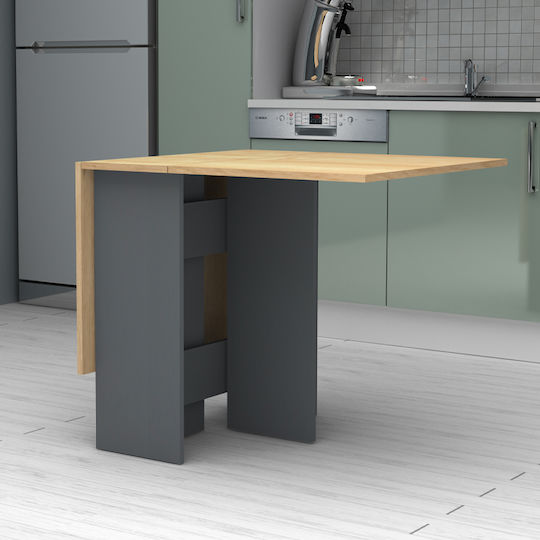 Pepe Masă Sala de mese Pliabil din Lemn Masiv Anthracite - Natural Beech 130x77x75buc