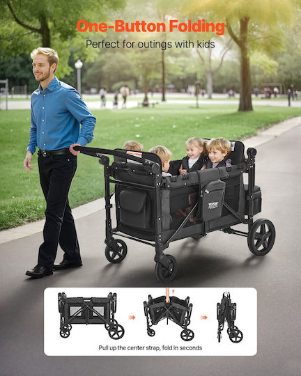 Vevor Wagon Push Pull Quad Kinderwagen Gray