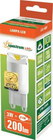 Spectrum Λάμπα LED 3W για Ντουί G9 Θερμό Λευκό 200lm