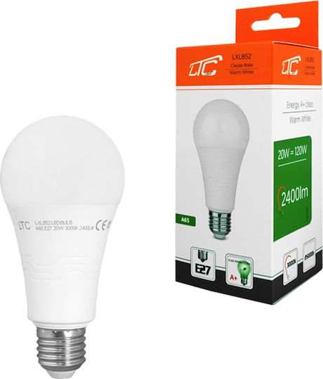 LTC Audio LED крушка 20W за фасунга E27 и форма A65 Хладно бяло 2400лм