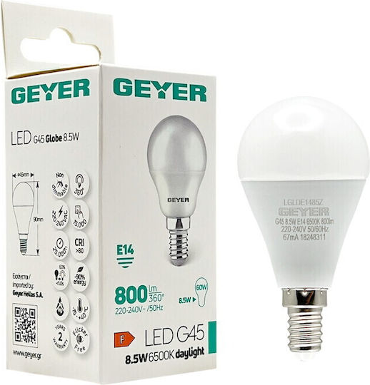 Geyer LED-Lampe 8.5W für Fassung E14 und Form G45 Kühles Weiß